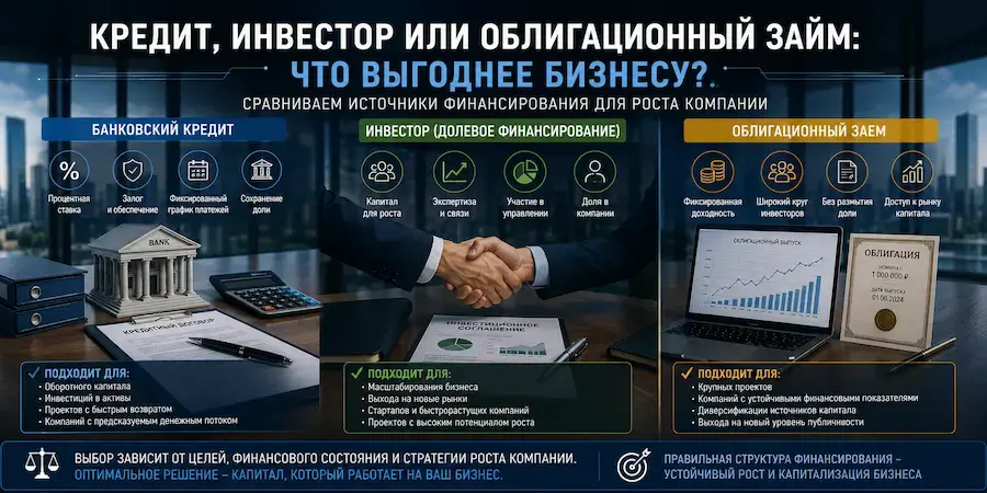 Сравнение источников финансирования для бизнеса