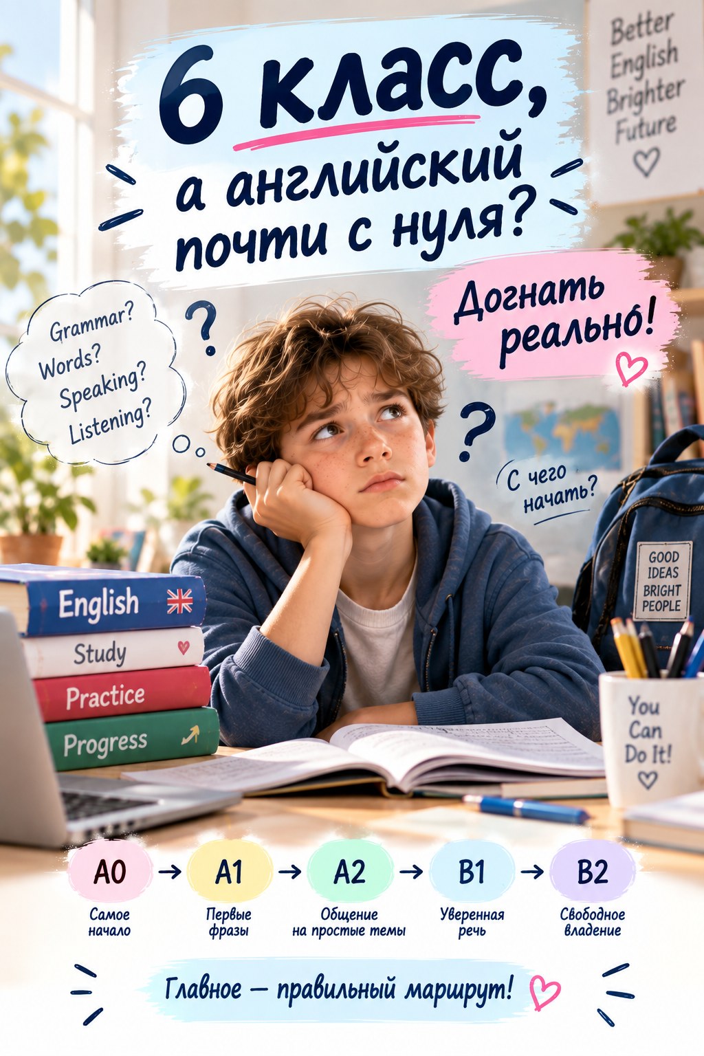 6 класс, а английский почти с нуля — догнать реально