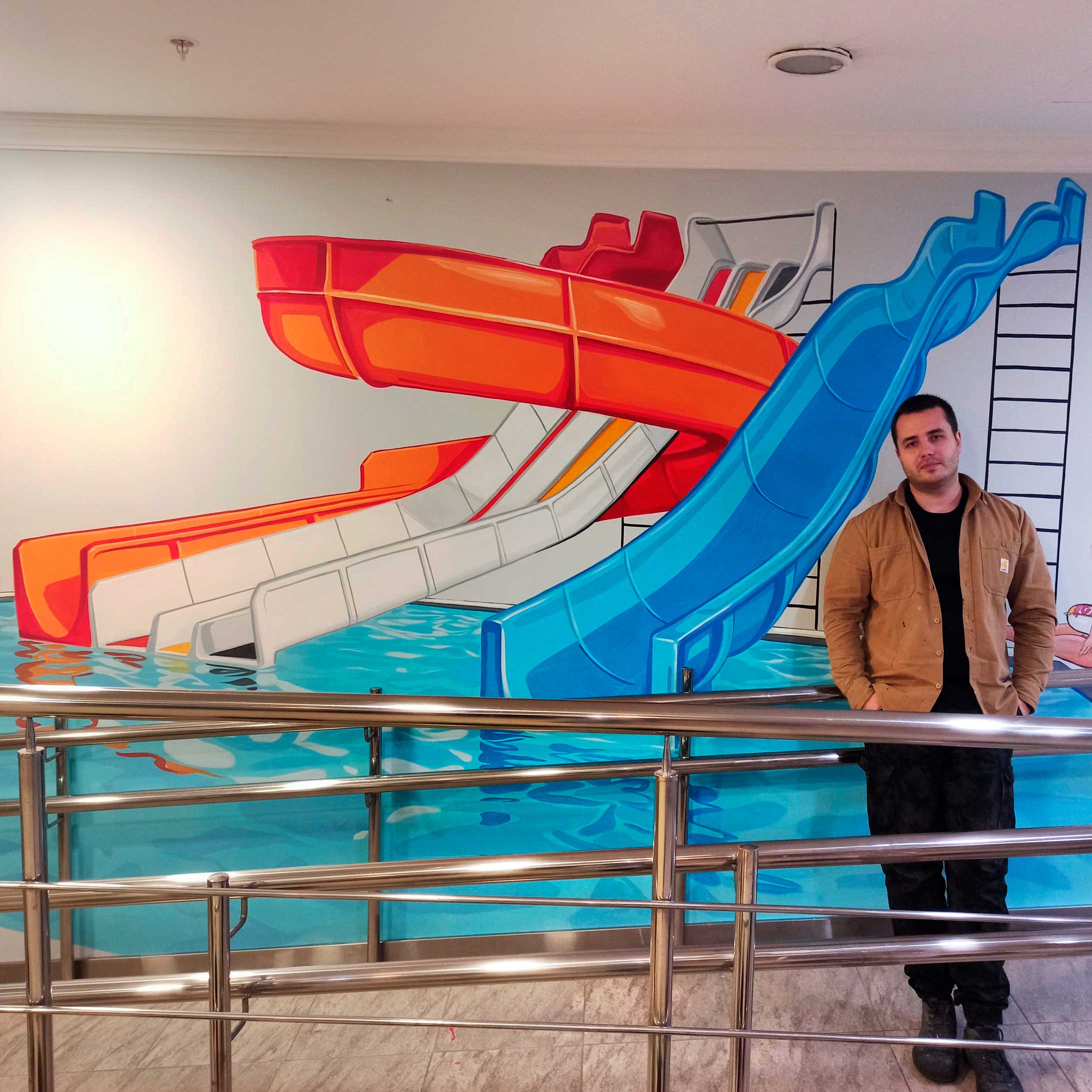 Роспись стен в аквапарке, Роспись стен в аквапарке на красной поляне, Роспись стен в аквапарке художник