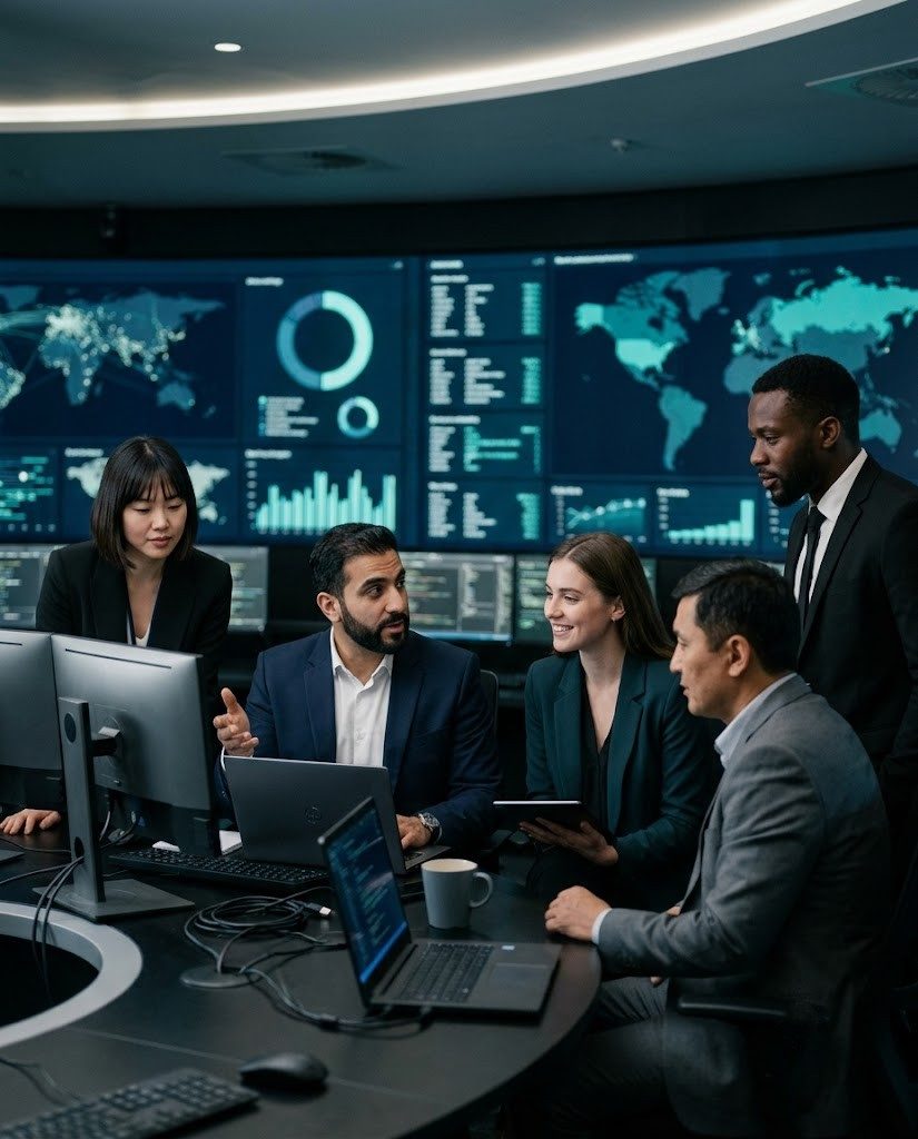 Cybersecurity team in an operations center
