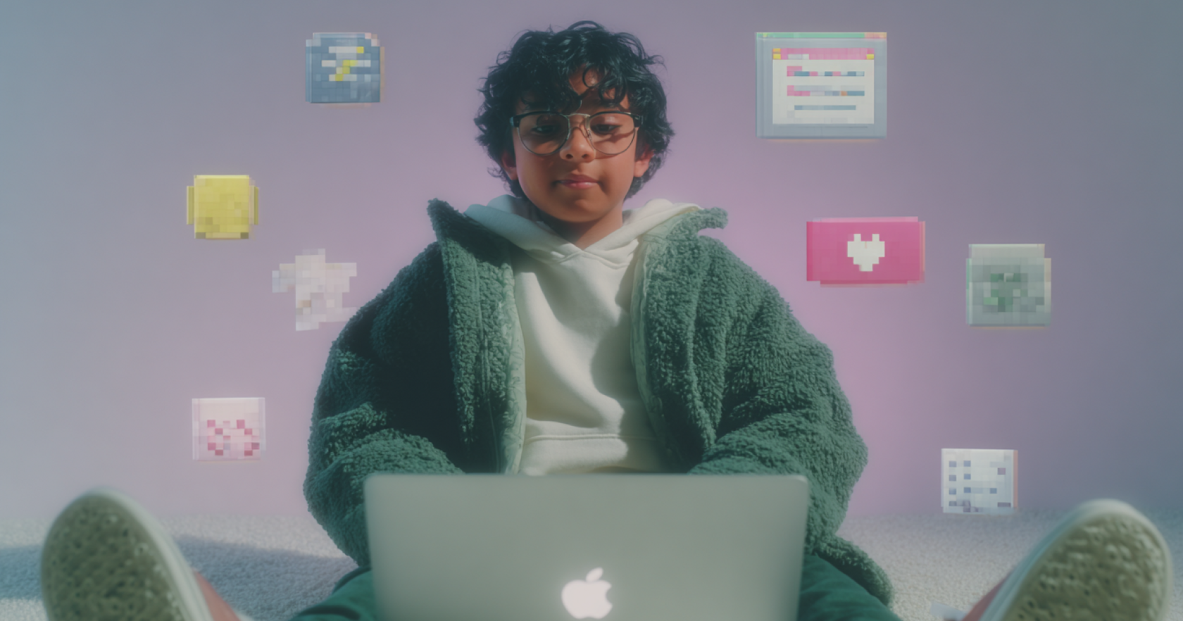 Niño juega videojuegos en la computadora con atención y entusiasmo, completamente concentrado en la tarea.