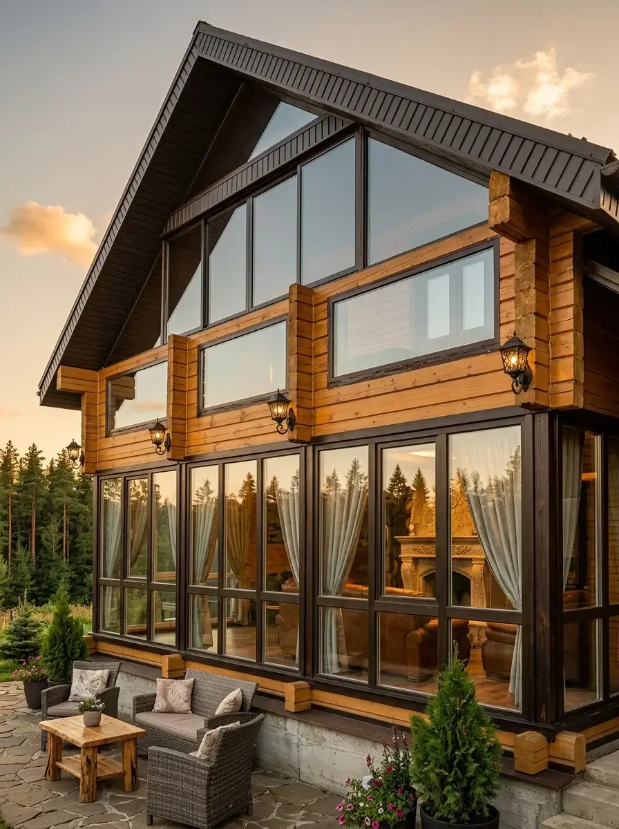 Остекление коттеджа панорамными окнами