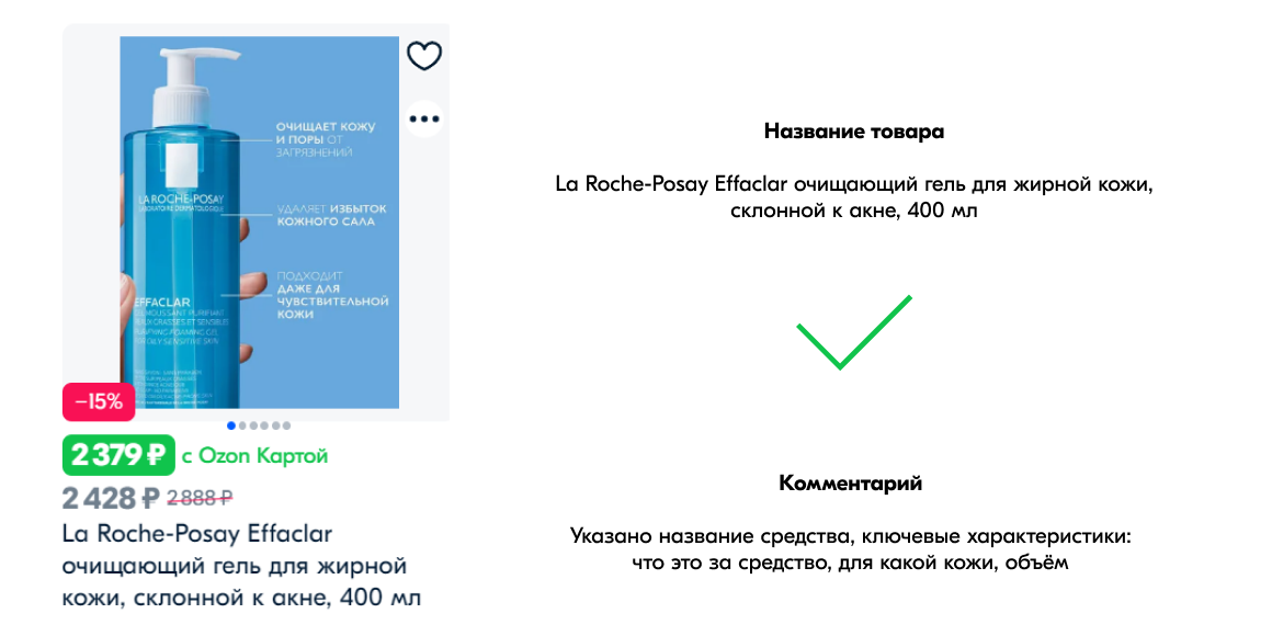 Название карточки товара на озон