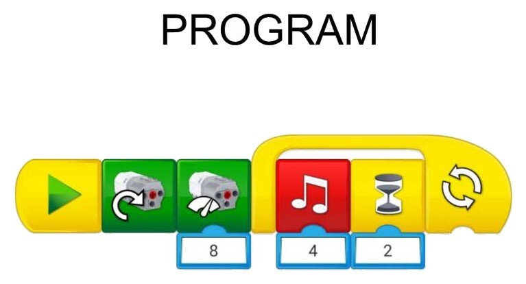 Программа для модели «Птеродактиль» в блоках WeDo 2.0