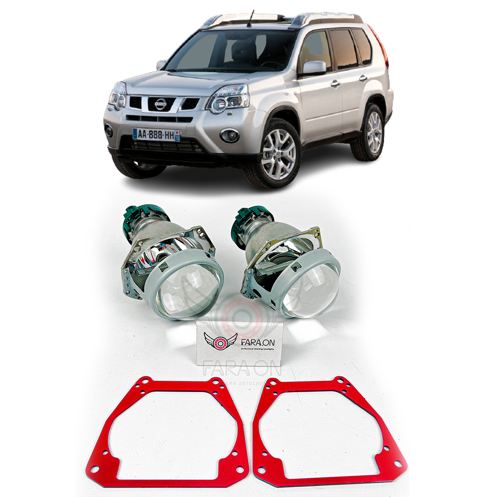 Линзы x trail. Переходные рамки для лед линз Nissan x-Trail t31 2007 артикул. Размеры переходной рамки для замены светодиодных линз на Nissan x Trail t31.