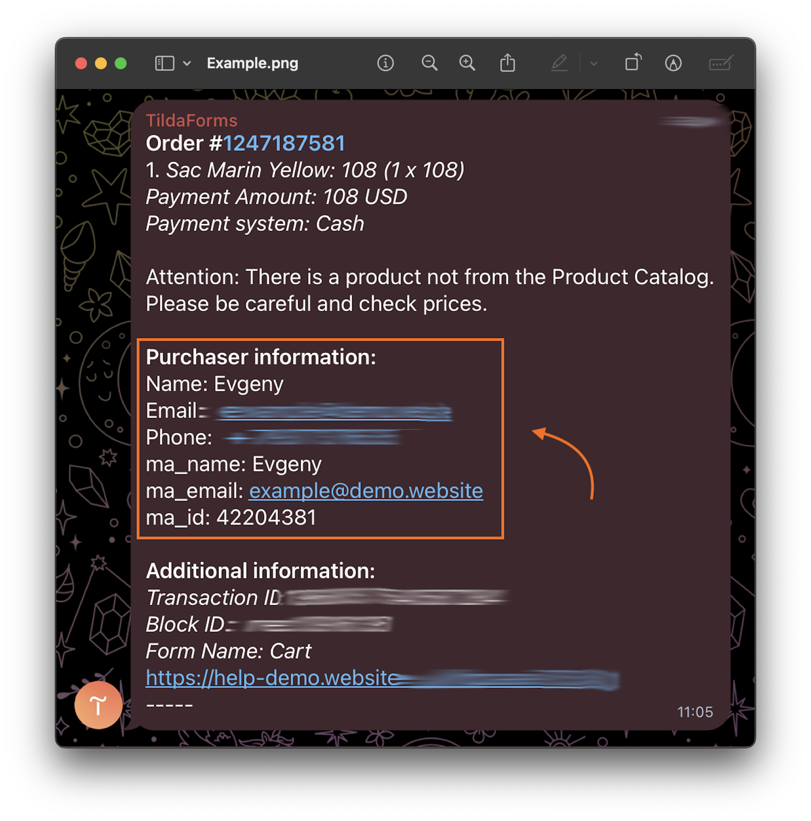 Tilda Online Store Customer Account