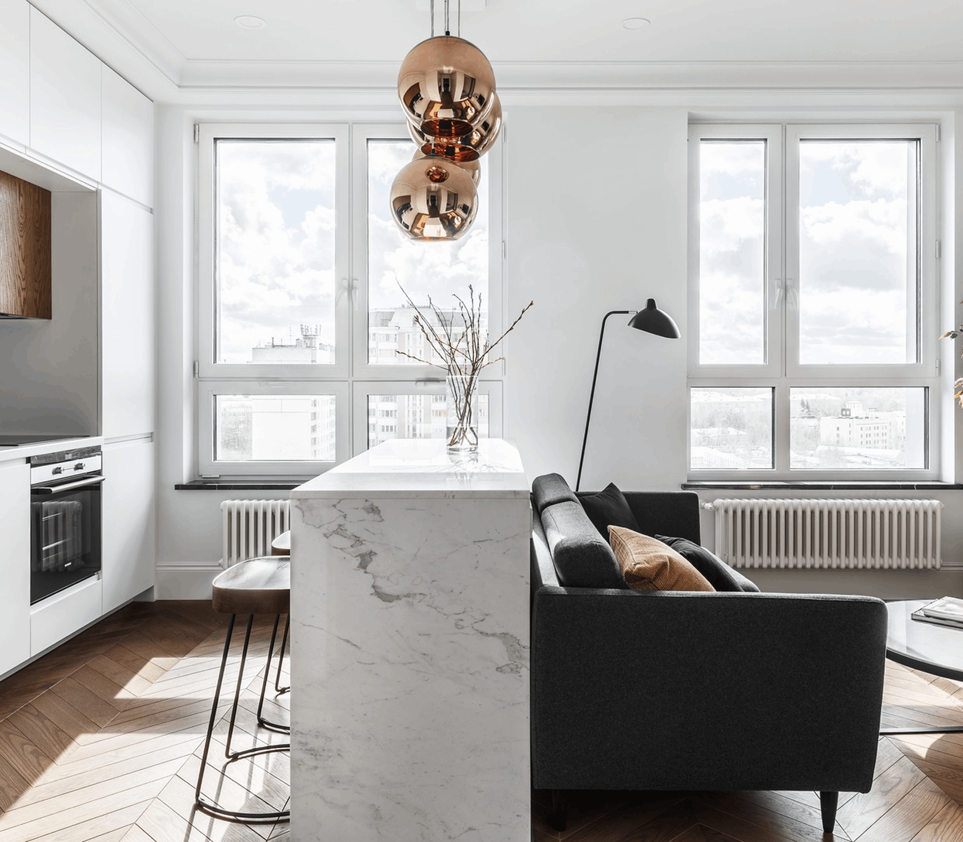 кухня гостиная минимализм фото