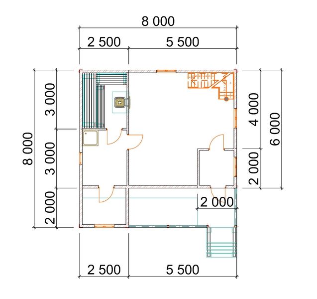 Проекты бань из бруса 8 на 8