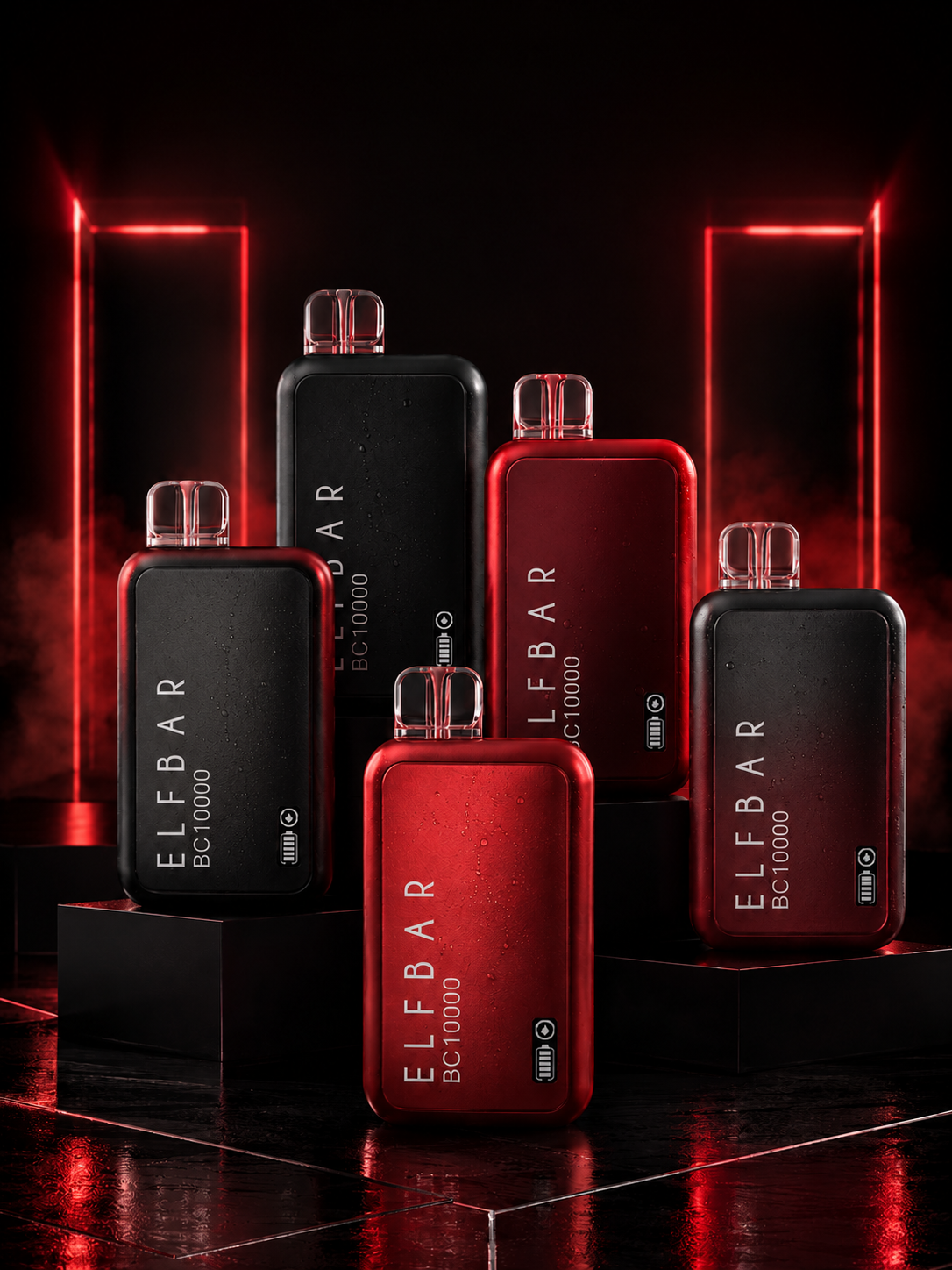 Вейпы Elf Bar BC10000 — коллекция на чёрном фоне