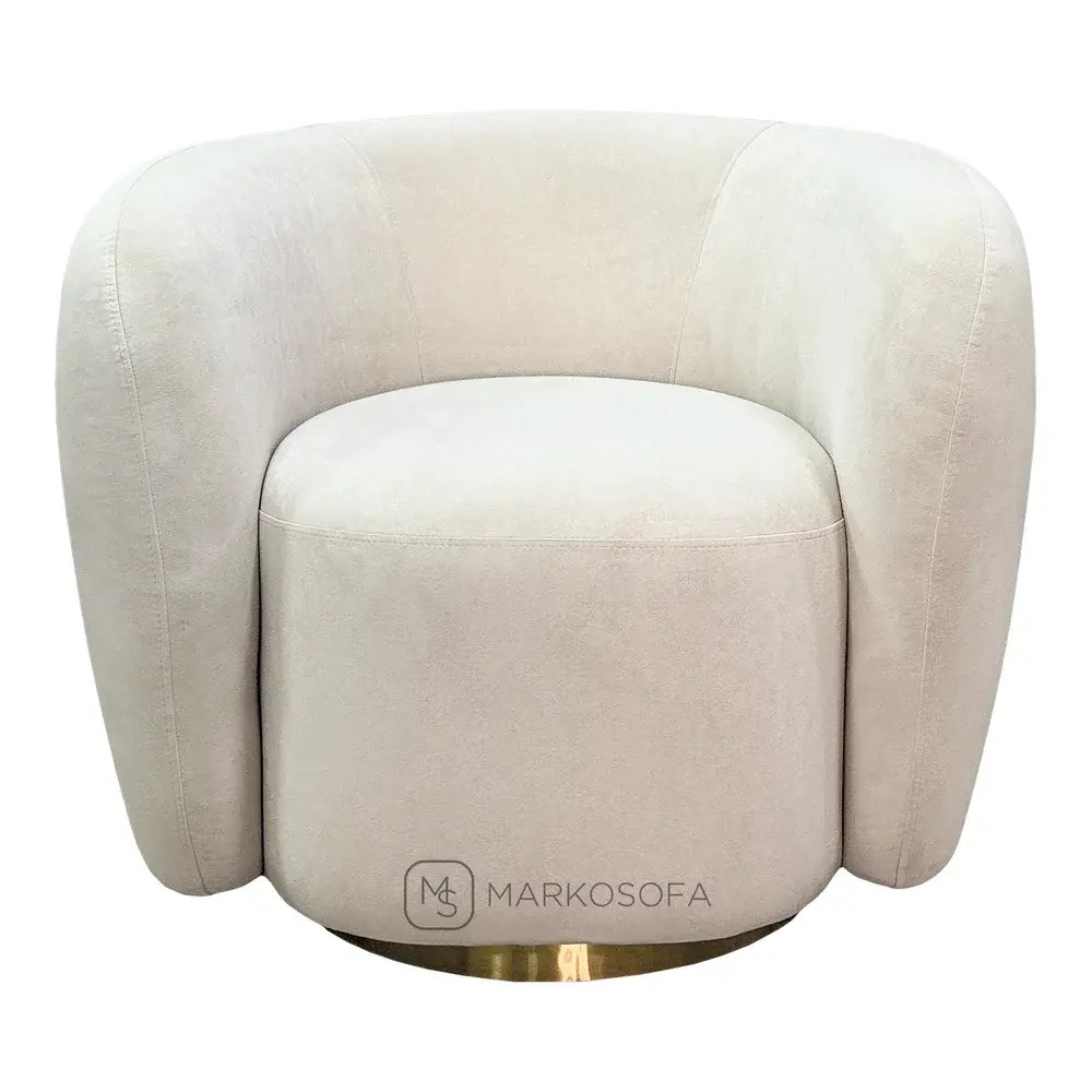 Реплика поворотного кресла Рокси Эйчхольц Swivel Chair|Roxy Eichholtz на заказ в обивке из белого букле на латунном кольце