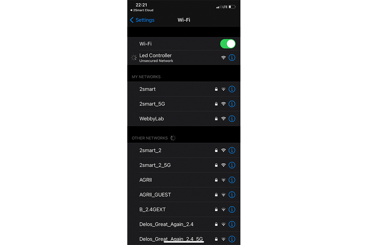 Mobile device Wi-Fi settings