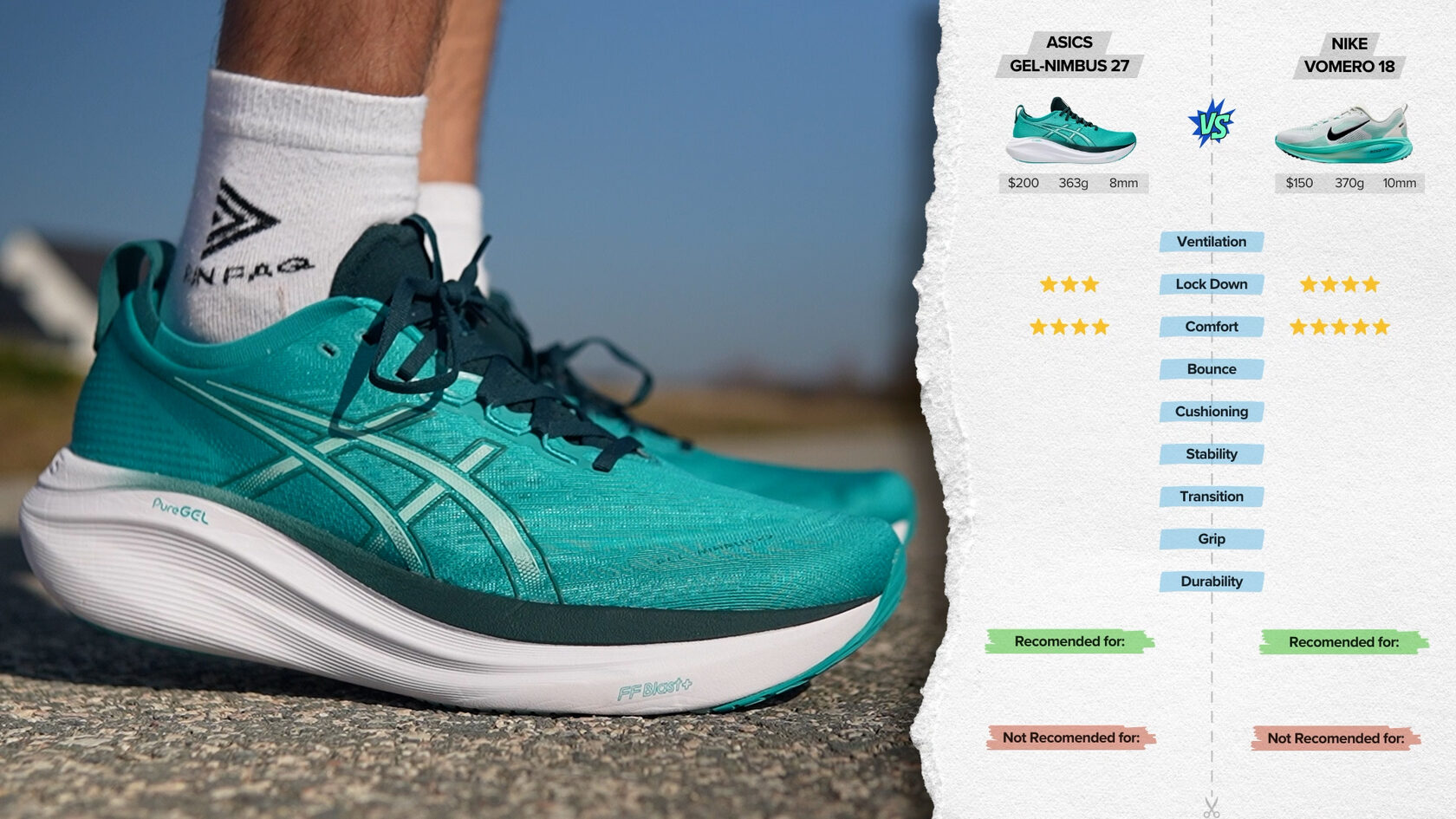 asics gel nimbus 22 vs nike zoom vomero