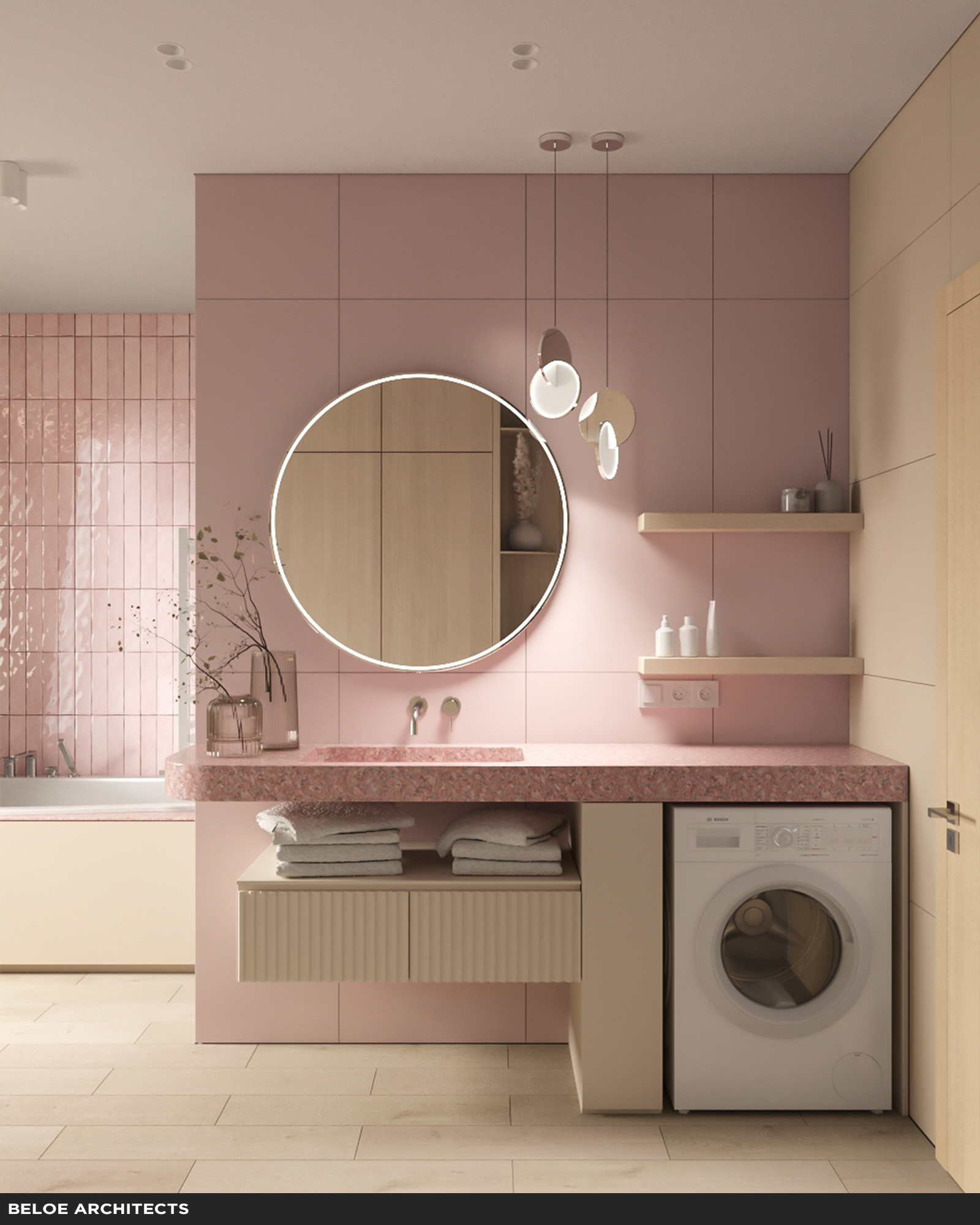 Дизайн кухни-гостиной в квартире жилого комплекса Винсент в Казани от студии beloe architects