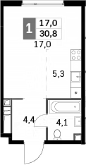 Студия 30,8 м²