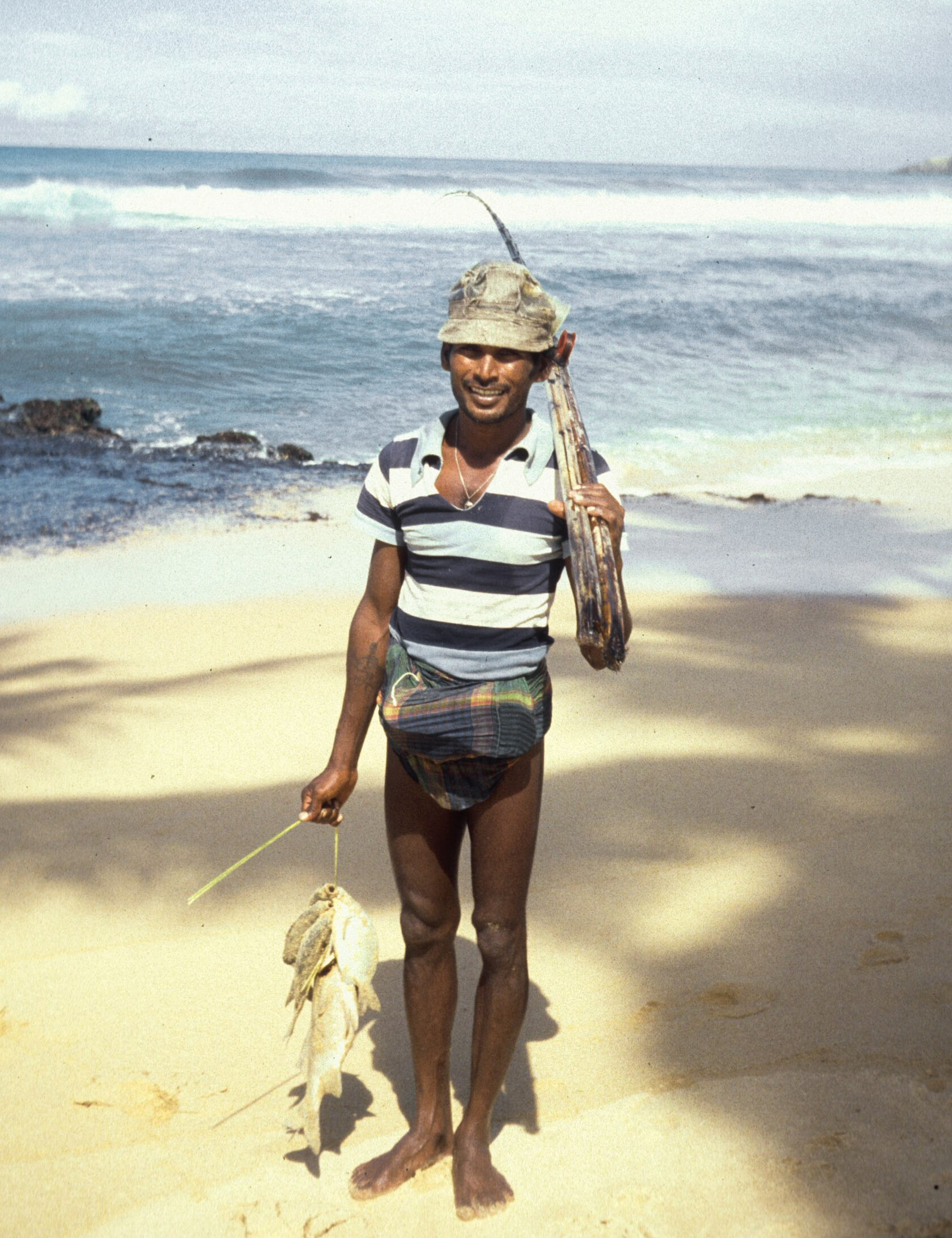 A fisherman on the Hikkaduwa shore, sometime in the 1980s