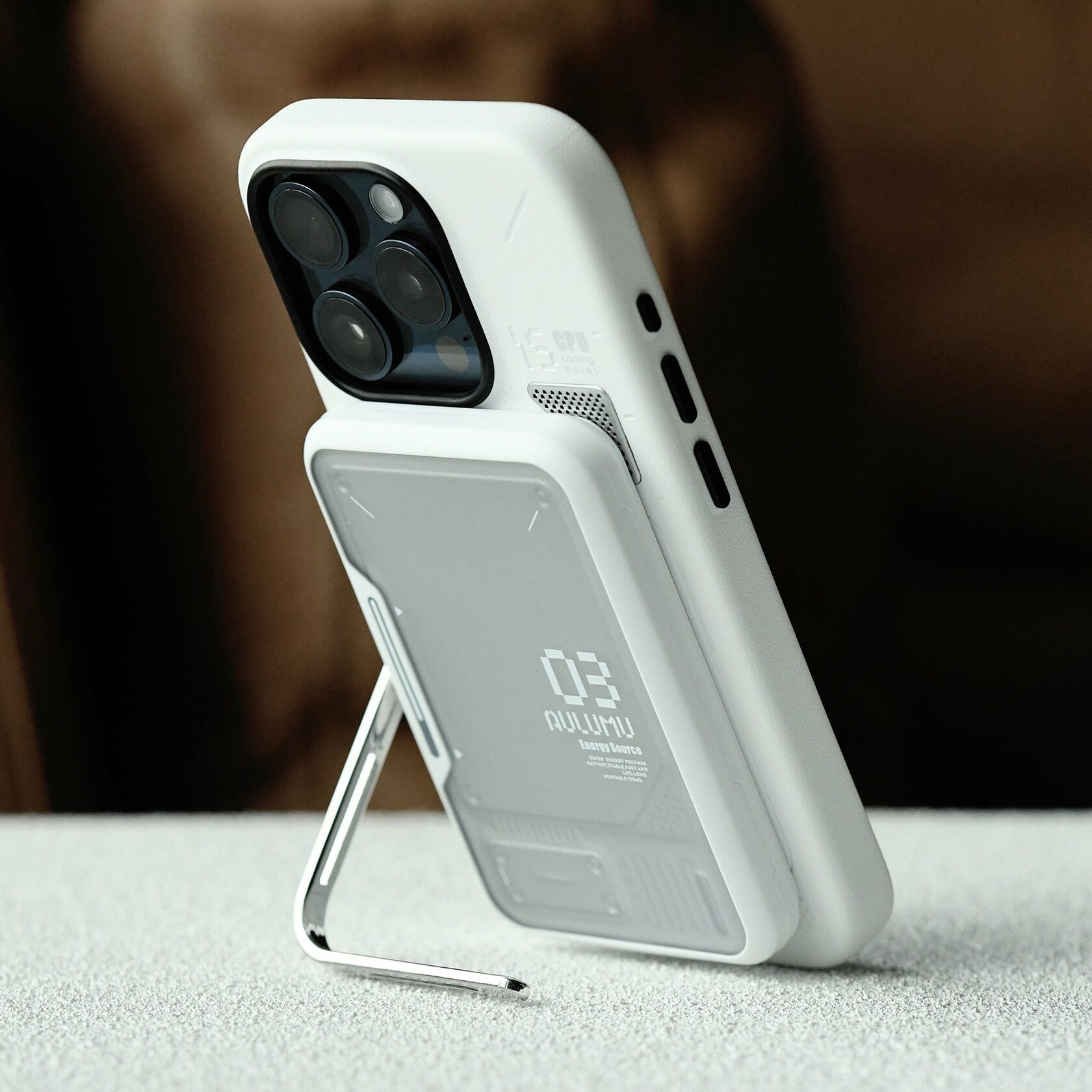 Внешний магнитный аккумулятор с подставкой Aulumu M03 MagSafe, черный