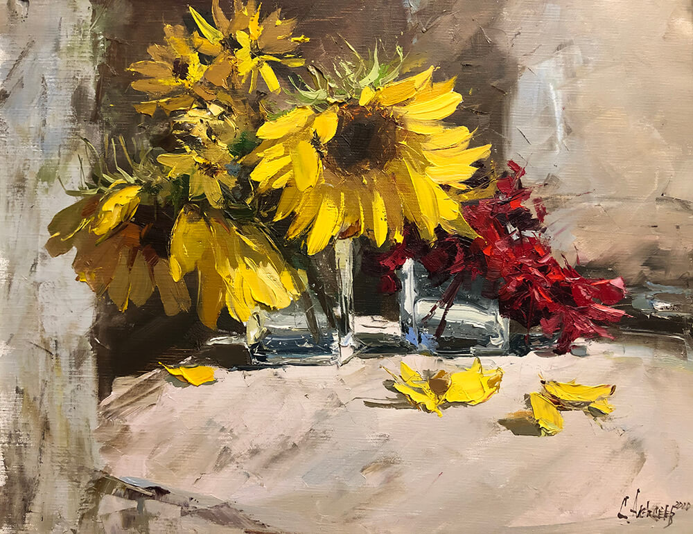 Sunflowers. 2020. Oil on canvas, 50x60 cm