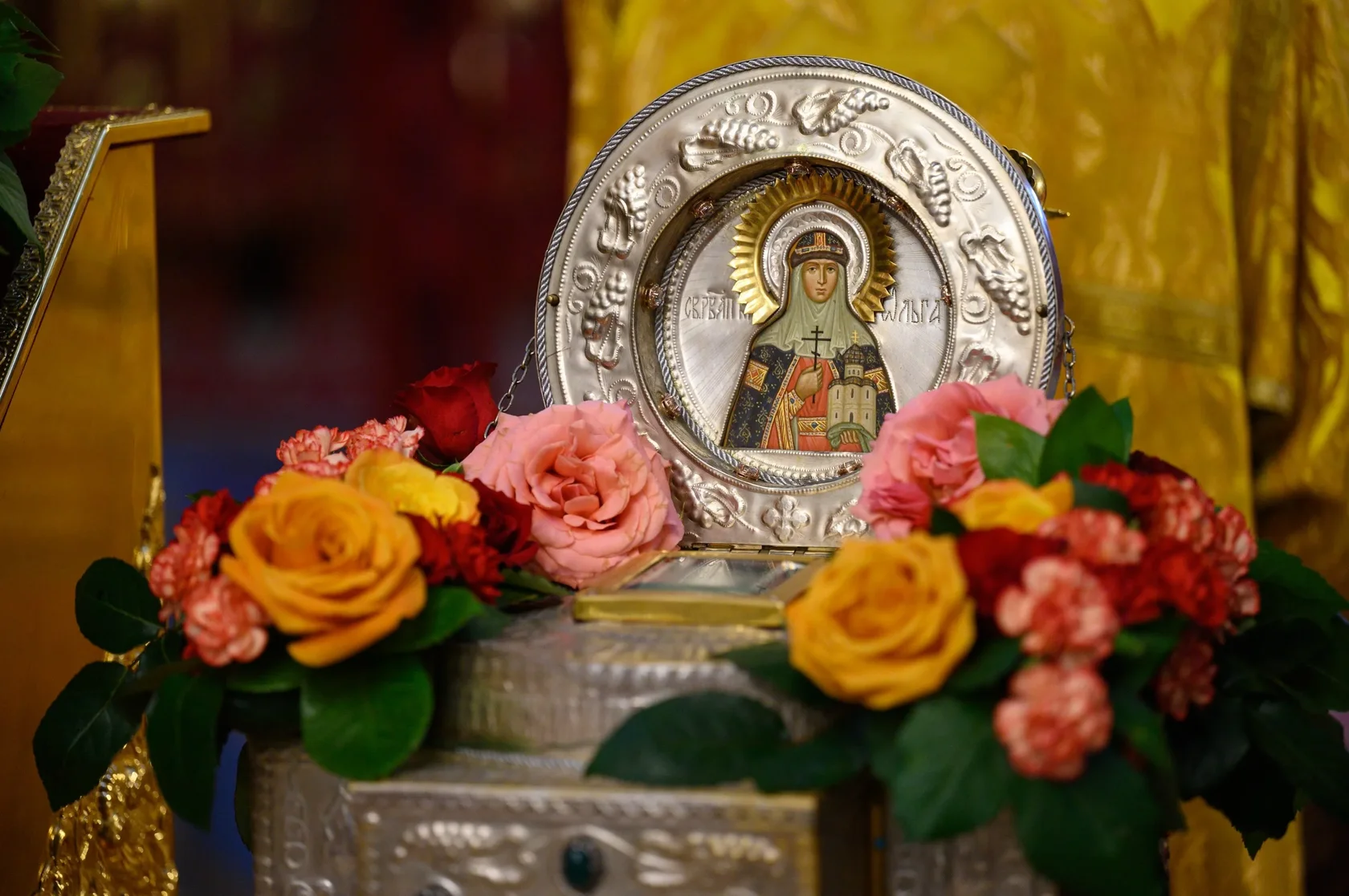 Икона святой равноапостольной княгини Ольги в Троицком соборе Пскова.