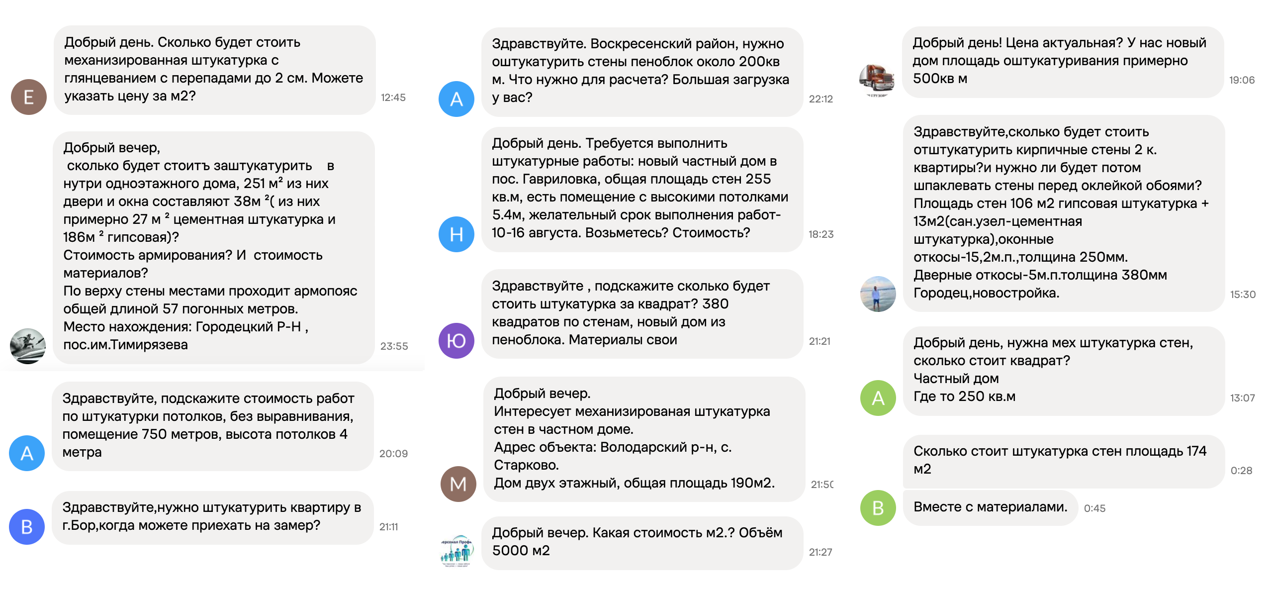 Реальные обращения с объявлений на Авито