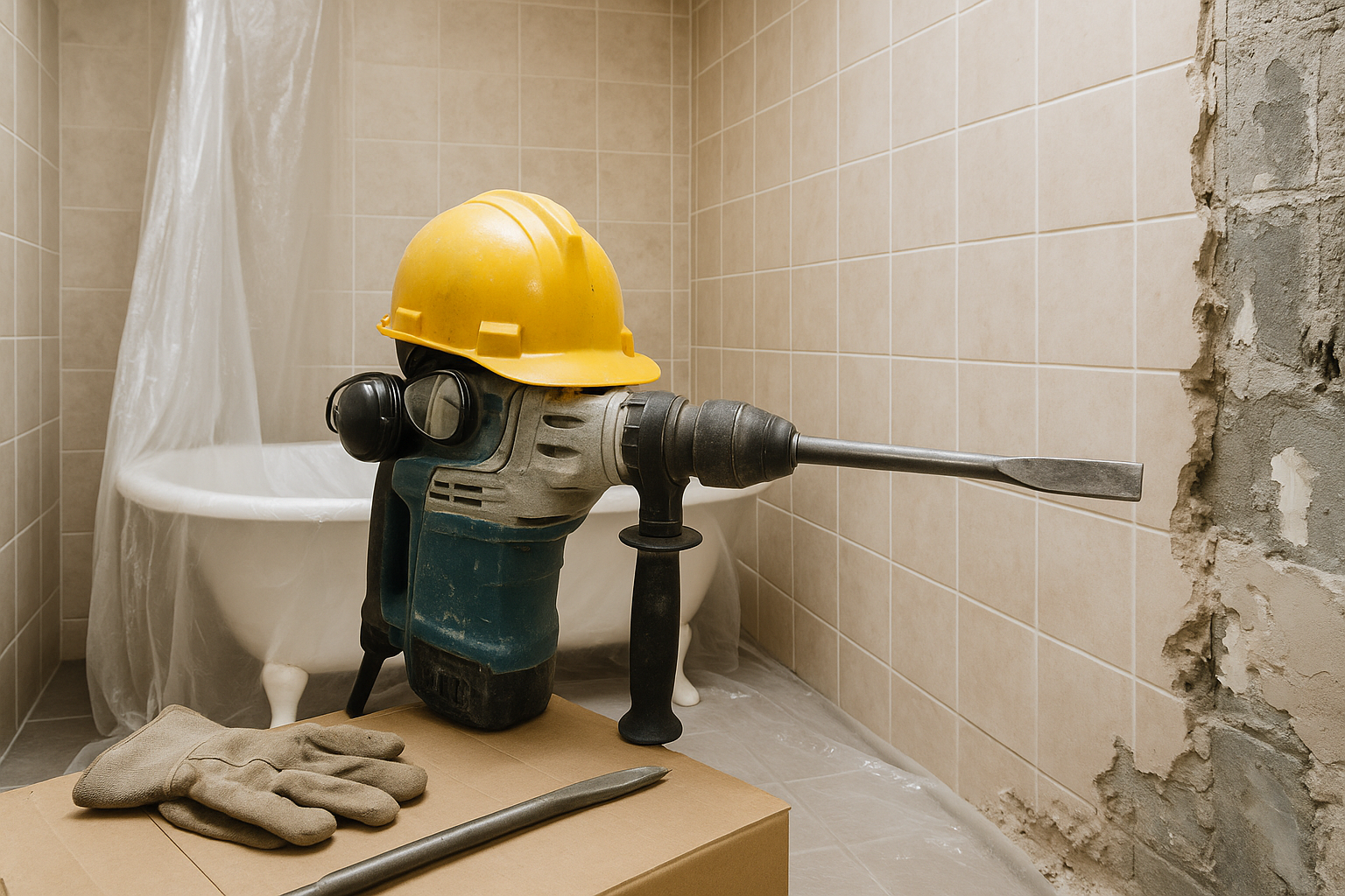 къртач за бетон и каска