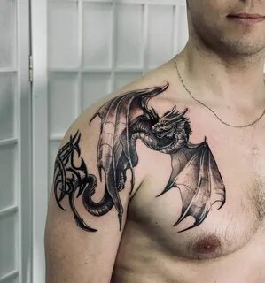 дракон с раскрытыми крыльями эскиз тату | Дзен