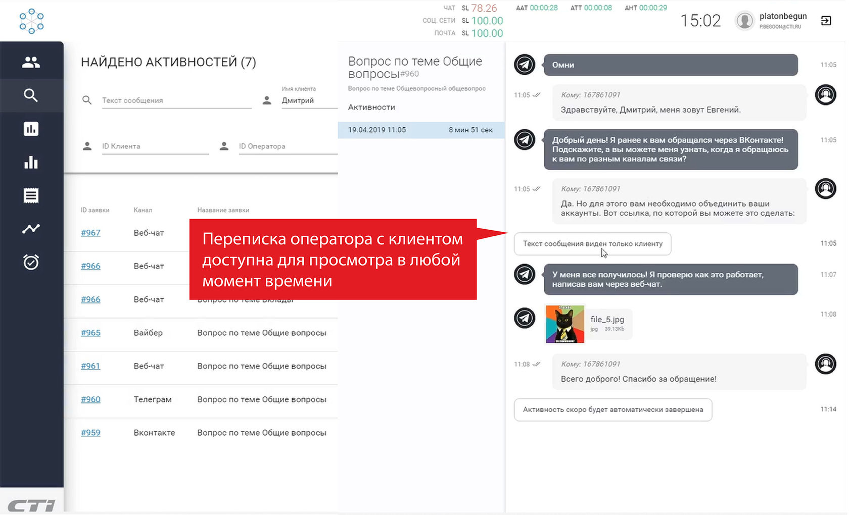 Омниканальная чат платформа контактного центра CTI Omni