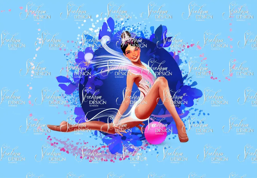 Blue rhythmic gymnastics illustration