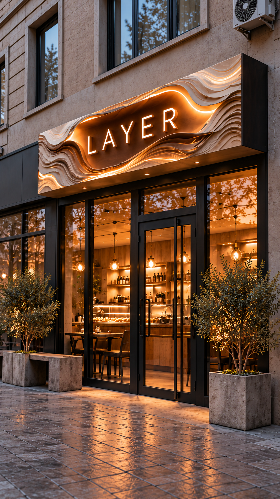 LAYER — скульптурная вывеска, вид фасада