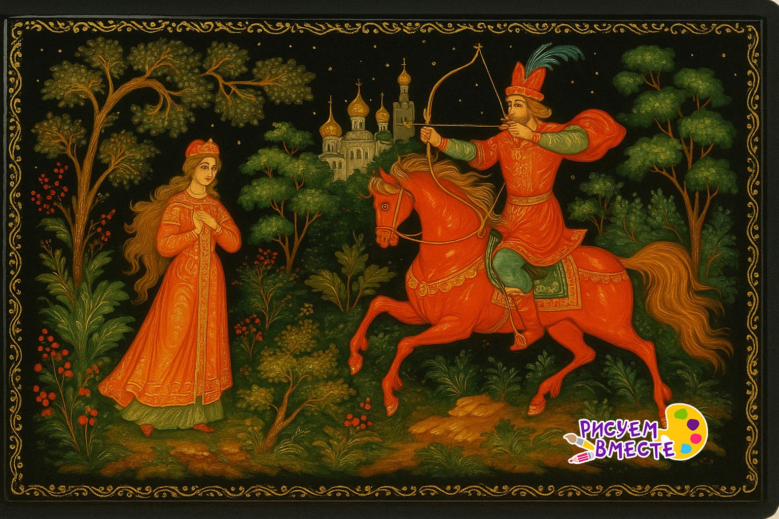 Пример декоративно-прикладного искусства Палехская миниатюра