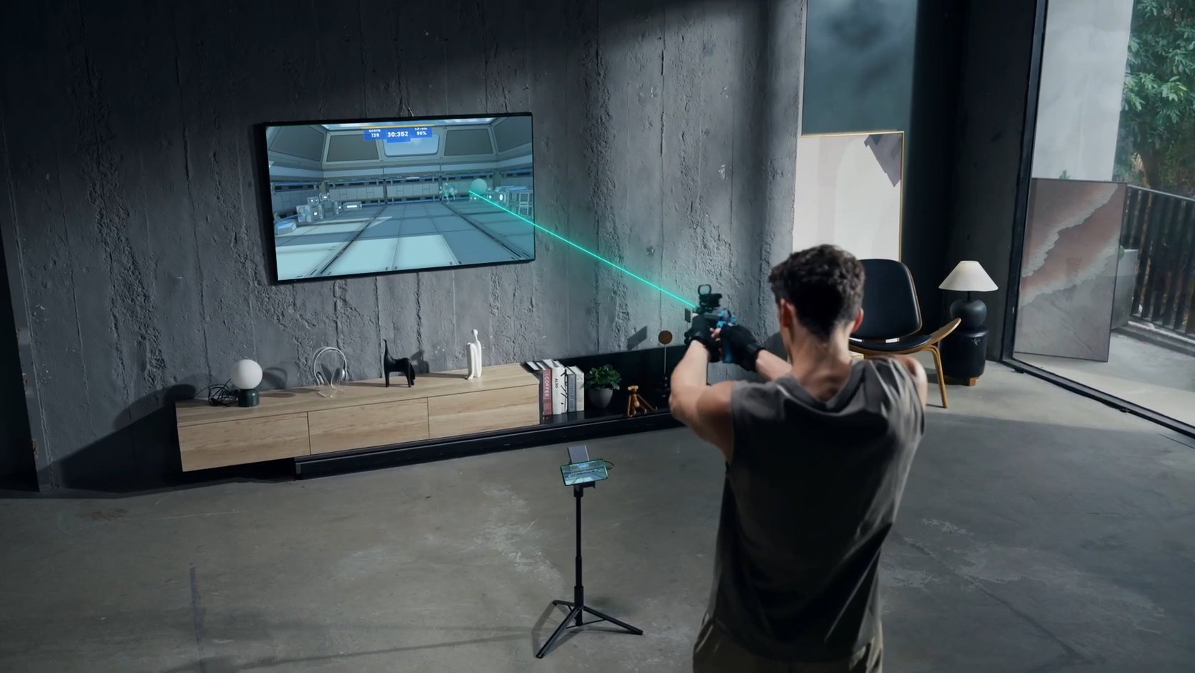 Big screen mode: shooting at targets on a TV