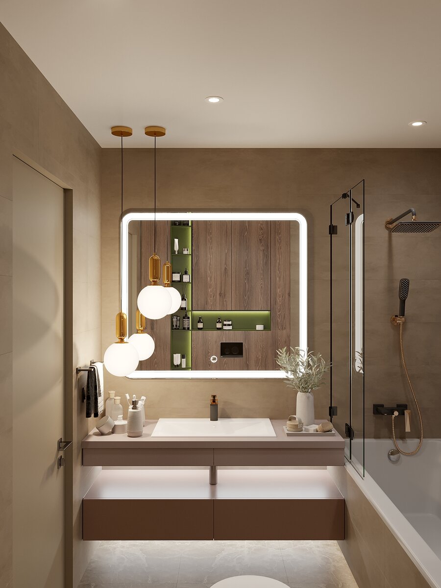 Какие приемы в оформлении ванной комнаты наиболее популярны в дизайне интерьера в 2023 году? Дизайнеры из студии I AM DESIGN покажут вам на примерах самые лучшие идеи!-7