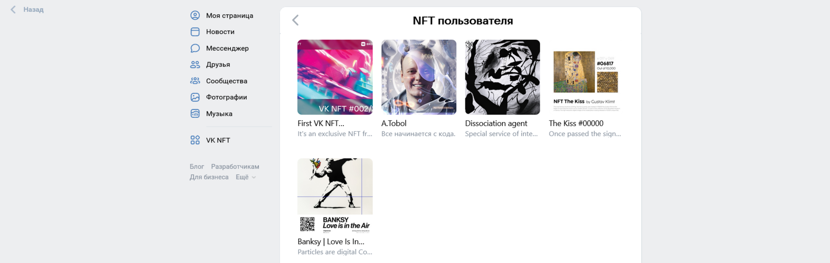 NFT-коллекции, VK NFT