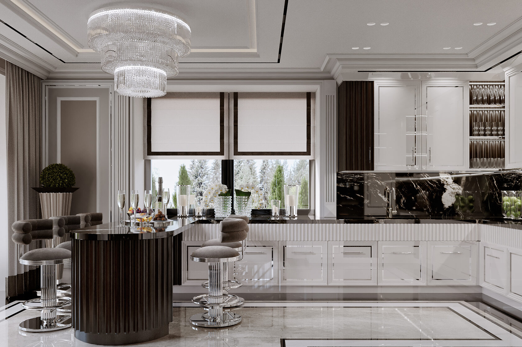 Дизайн интерьера кухни в стиле ар-деко