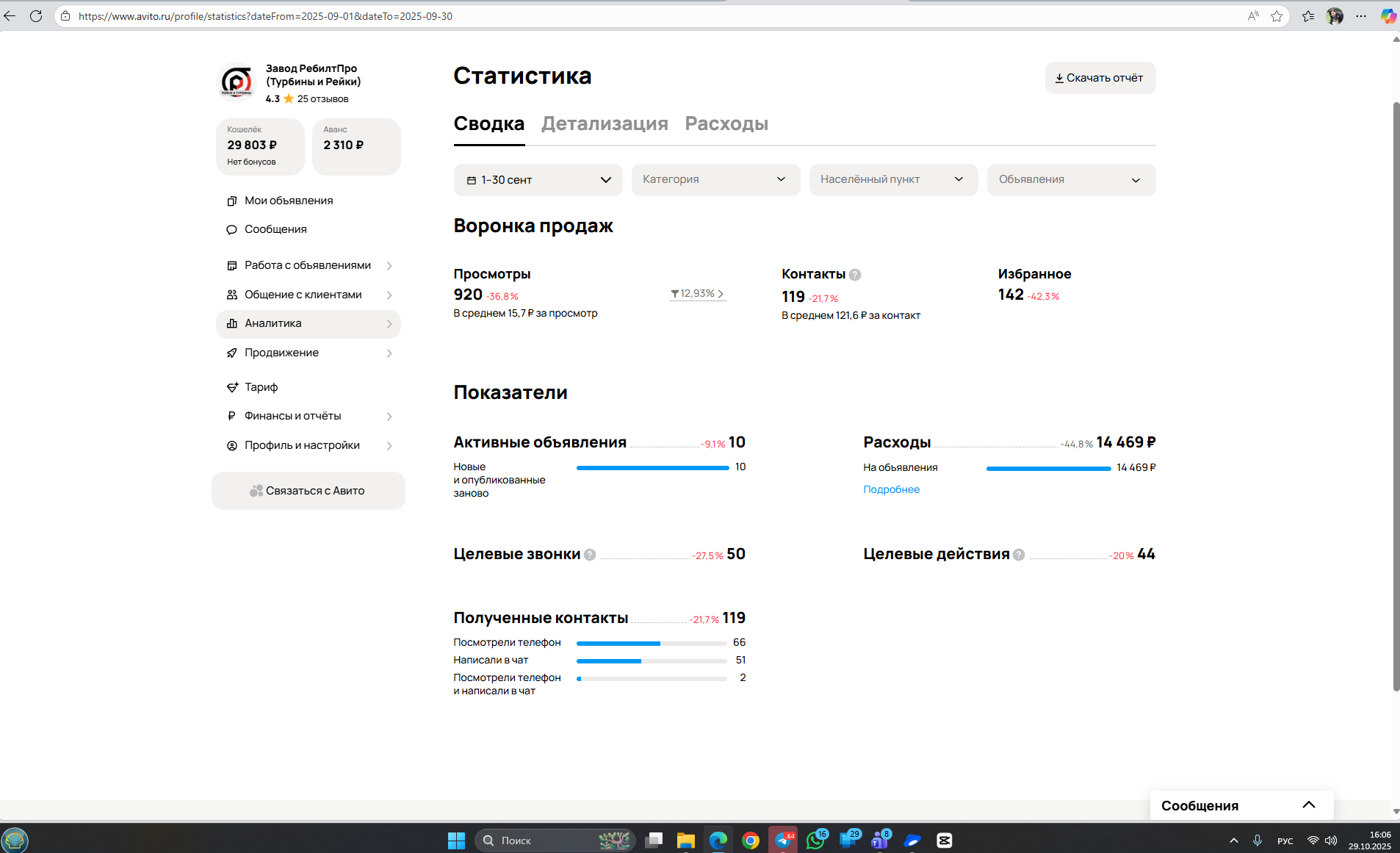 Статистика — Сентябрь