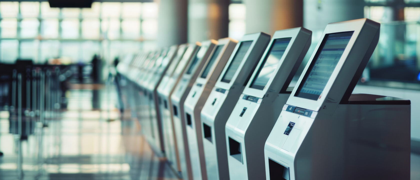 numerous-selfservice-kiosks-stand-sunlit-terminal-illustrating-automation-modern-public-service-facilities