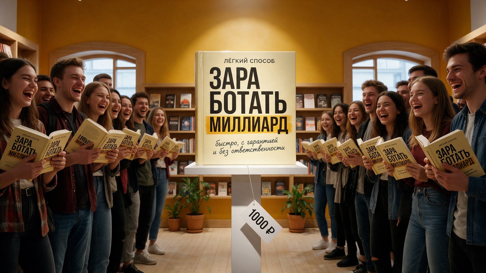 Книжка с ценником и очередь за ней