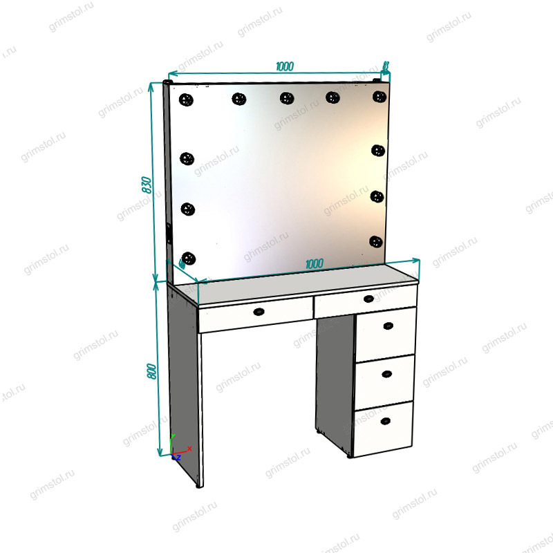 Гримерный столик с зеркалом размеры чертежи