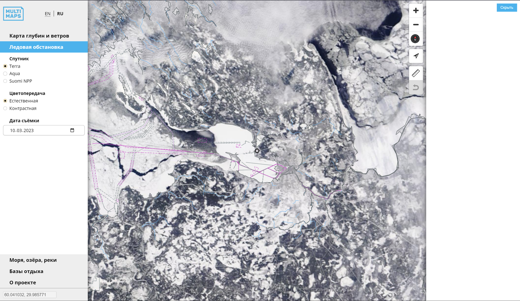 Мультимапс ледовая обстановка на ладоге