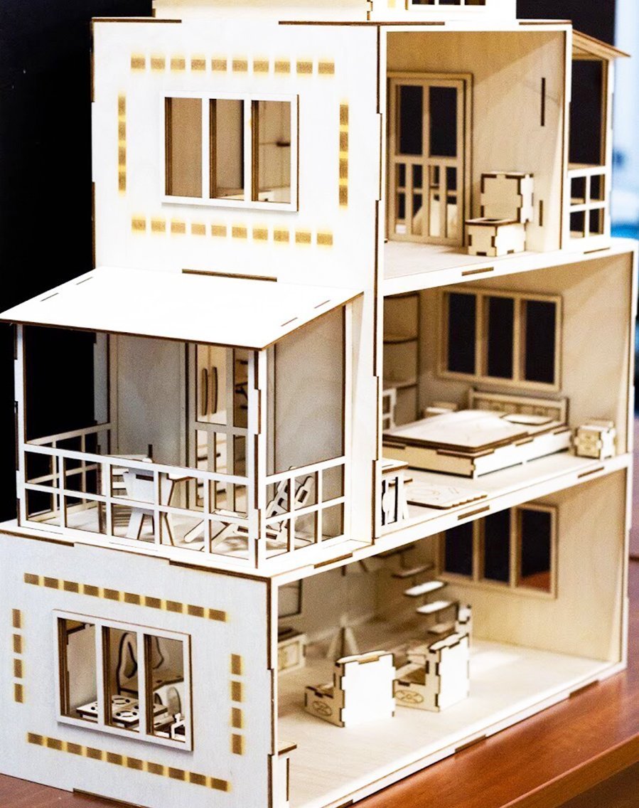 Домик для кукол, 3 этажа из фанеры