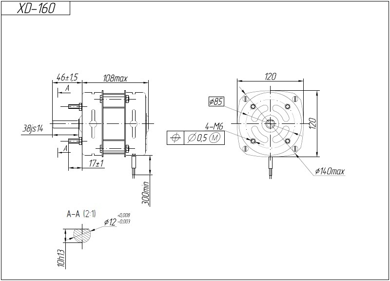 Чертеж электродвигателя XD-160