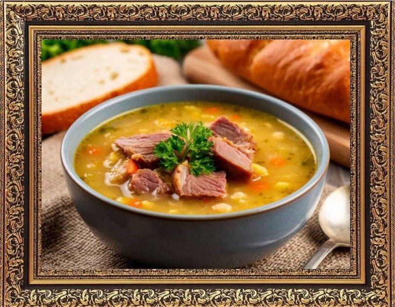гороховый суп с копчеными ребрышками