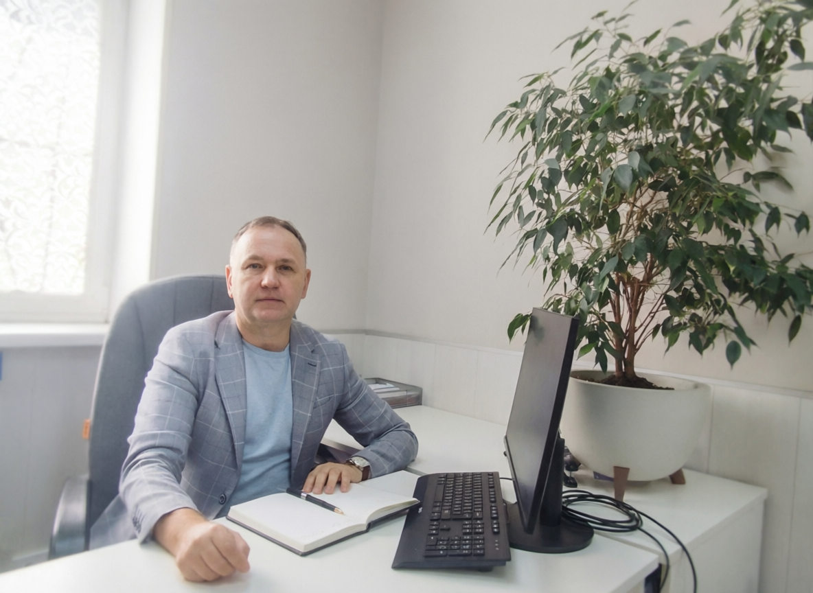 Андрей Тарасевич за рабочим столом
