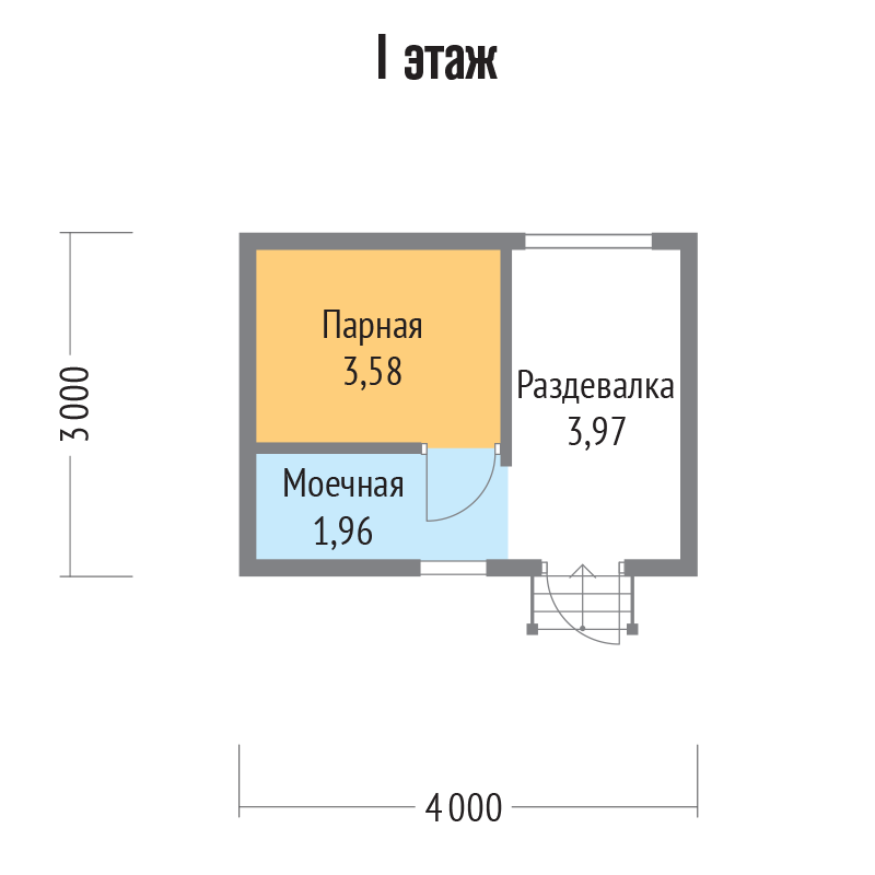 План бани 3х4 каркасной