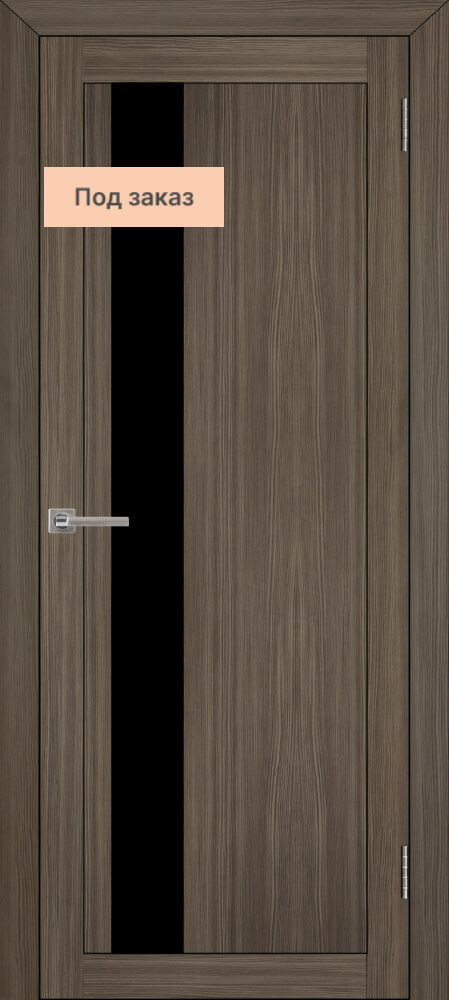 Дверь межкомнатная UniLine 30004 Остекленная стекло черная лакобель цвет Велюр Графит