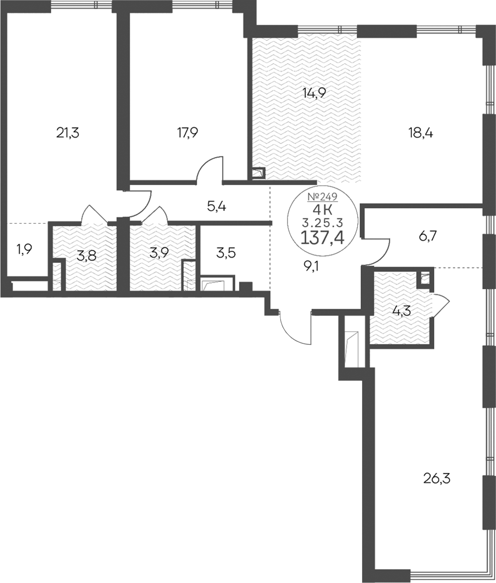 4-комн 137,4 м²