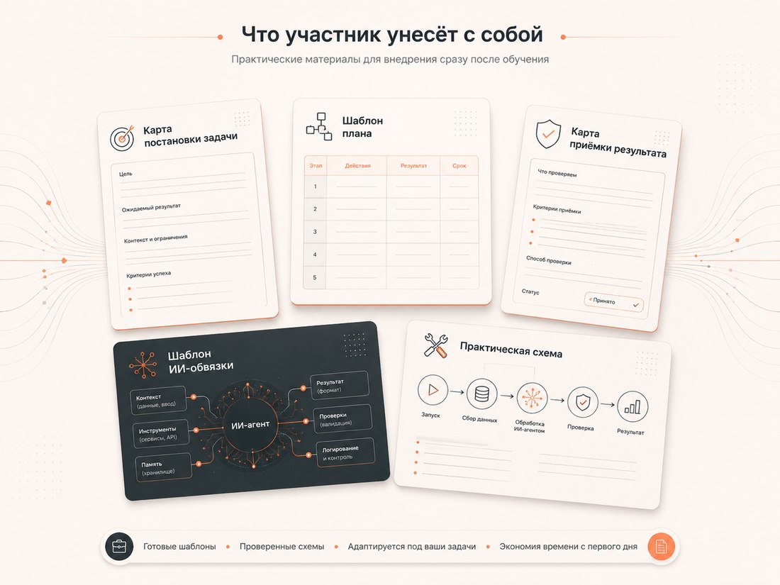 Рабочие материалы, которые остаются у участника интенсива