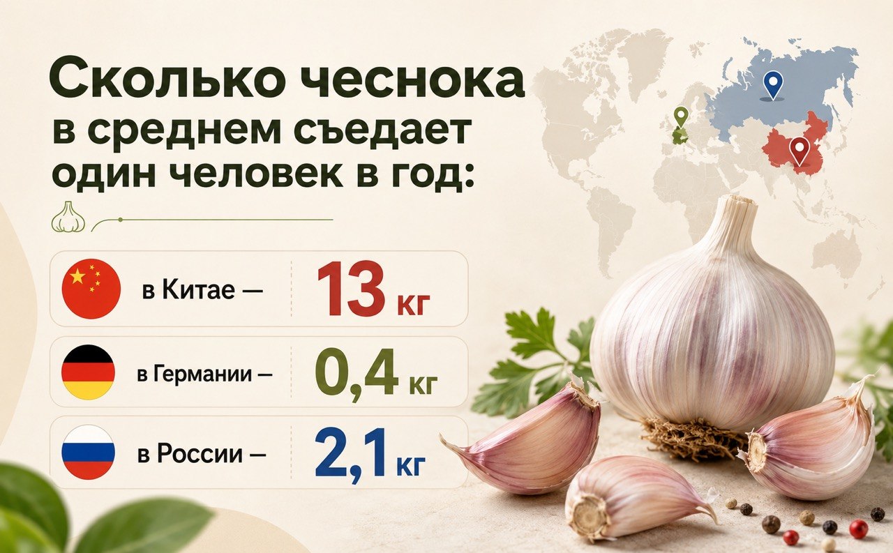 потребление чеснока человеком в год в разных странах