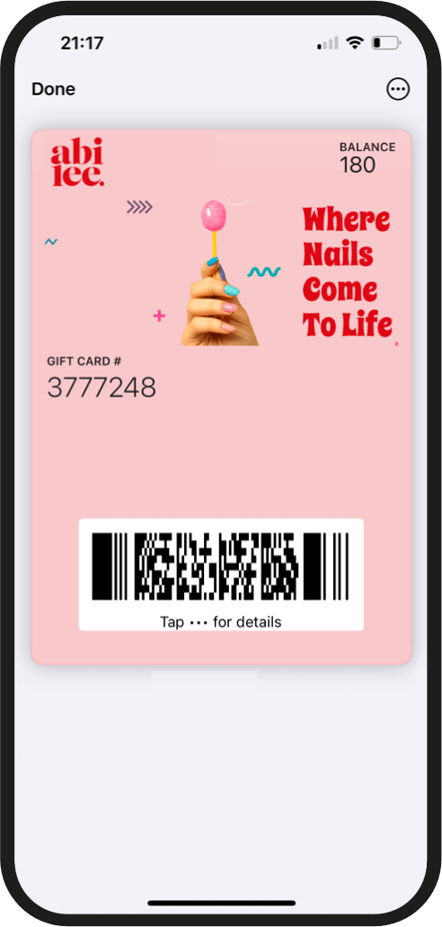 Gift wallet card preview