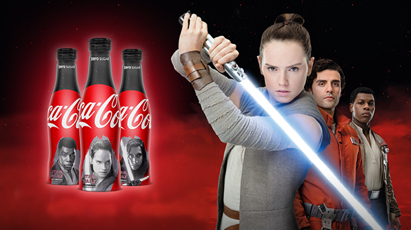 Coca Cola STAR WARS THE LAST JEDI ~ COCA COLA ALUMINIUM BOTTLES x 3 ~ PERFECT CONDITION 