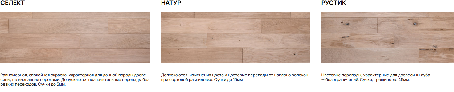 Дубовая инженерная доска Селект/Натур/Рустик — выбор сортировки для вашего интерьера; матовый лак/масло, браш; Parket Brothers, Санкт-Петербург